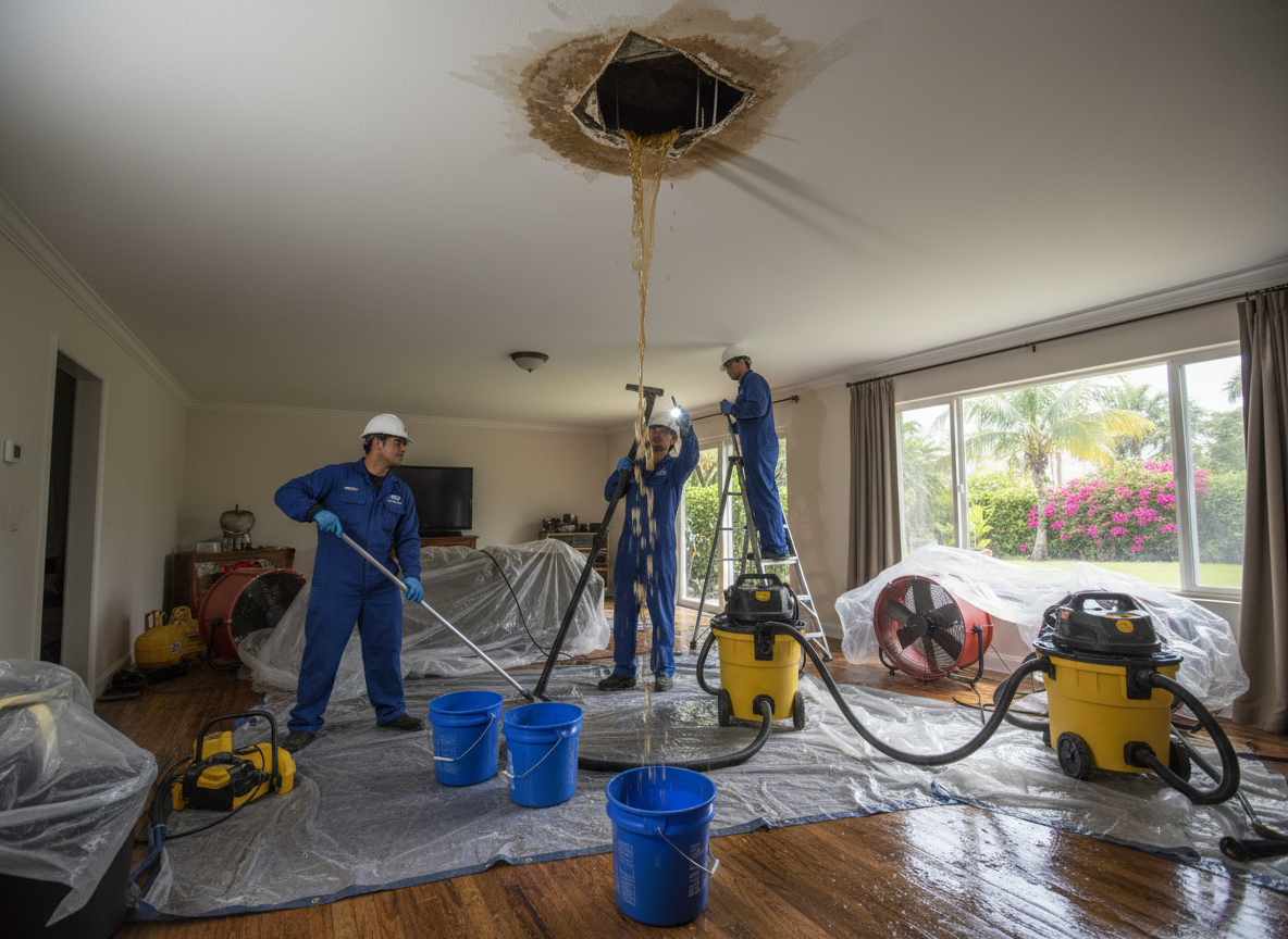 Roof Leak Water Damage Restoration in Miami, FL – Call for Immediate Help